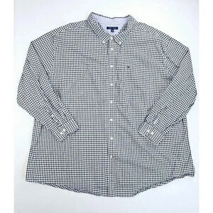 Tommy Hilfiger Size 5XL Men's Black White Check Embroidered Pocket Logo Shirt